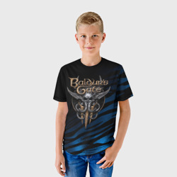 Детская футболка 3D Baldurs Gate 3 logo blue geometry  - фото 2
