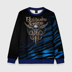 Детский свитшот 3D Baldurs Gate 3 logo blue geometry 