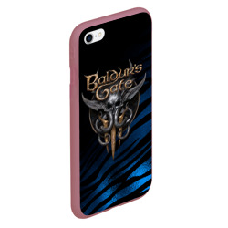 Чехол для iPhone 6/6S матовый Baldurs Gate 3 logo blue geometry  - фото 2