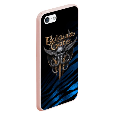 Чехол для iPhone 5/5S матовый Baldurs Gate 3 logo blue geometry , цвет светло-розовый - фото 3