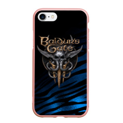 Чехол для iPhone 7/8 матовый Baldurs Gate 3 logo blue geometry 