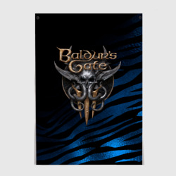 Постер Baldurs Gate 3 logo blue geometry 