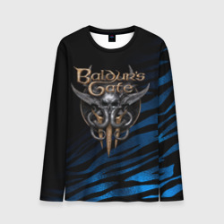 Baldurs Gate 3 logo blue geometry  – Мужской лонгслив 3D с принтом купить со скидкой в -20%