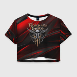 Женская футболка Crop-top 3D Baldurs Gate 3 logo  geometry 