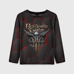 Детский лонгслив 3D Baldurs Gate 3 logo red black geometry 