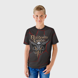 Детская футболка 3D Baldurs Gate 3 logo red black geometry  - фото 2