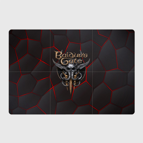 Магнитный плакат 3Х2 Baldurs Gate 3 logo red black geometry 