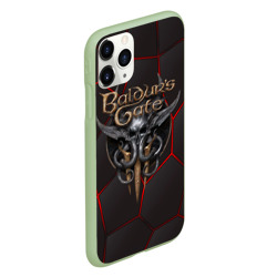 Чехол для iPhone 11 Pro матовый Baldurs Gate 3 logo red black geometry  - фото 2