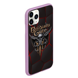 Чехол для iPhone 11 Pro Max матовый Baldurs Gate 3 logo red black geometry  - фото 2