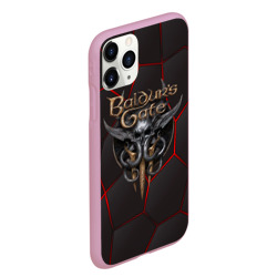 Чехол для iPhone 11 Pro Max матовый Baldurs Gate 3 logo red black geometry  - фото 2