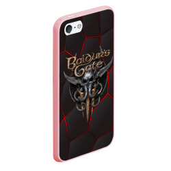 Чехол для iPhone 5/5S матовый Baldurs Gate 3 logo red black geometry  - фото 2