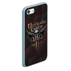 Чехол для iPhone 5/5S матовый Baldurs Gate 3 logo red black geometry  - фото 2