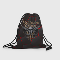 Рюкзак-мешок 3D Baldurs Gate 3 logo red black geometry 