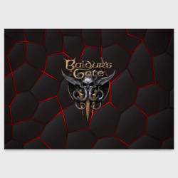 Поздравительная открытка Baldurs Gate 3 logo red black geometry 