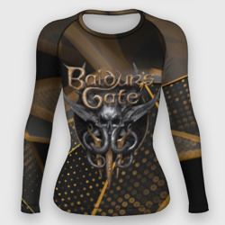 Женский рашгард 3D Baldurs Gate 3 logo dark gold geometry 