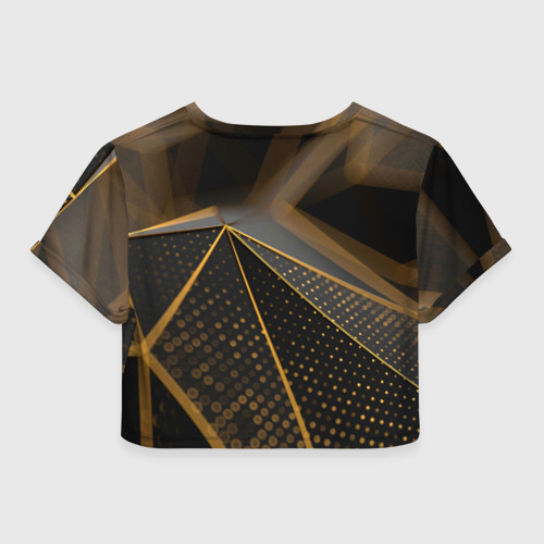 Женская футболка Crop-top 3D Baldurs Gate 3 logo dark gold geometry , цвет 3D печать - фото 2