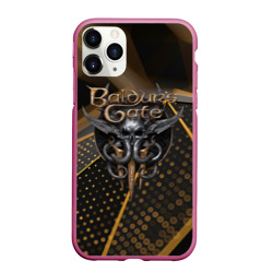 Чехол для iPhone 11 Pro Max матовый Baldurs Gate 3 logo dark gold geometry 