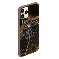 Чехол для iPhone 11 Pro матовый Baldurs Gate 3 logo dark gold geometry  - фото 2