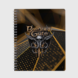 Тетрадь Baldurs Gate 3 logo dark gold geometry 