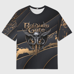 Женская футболка oversize 3D Baldurs Gate 3 logo Dark logo