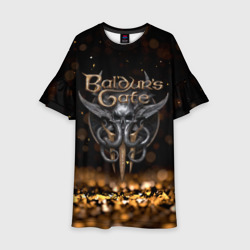 Детское платье 3D Baldurs Gate 3 logo Dark gold logo