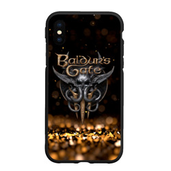 Чехол для iPhone XS Max матовый Baldurs Gate 3 logo Dark gold logo
