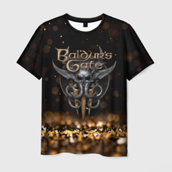 Мужская футболка 3D Baldurs Gate 3 logo Dark gold logo