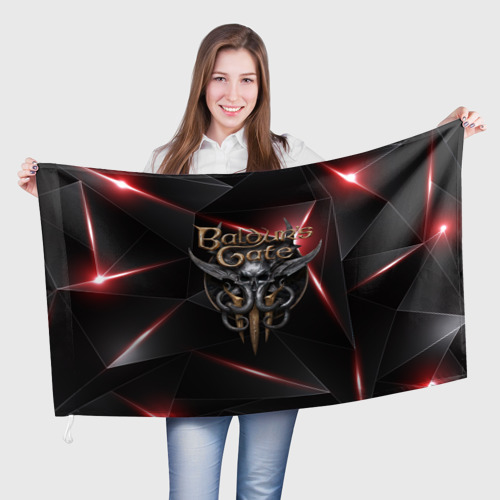 Флаг 3D Baldurs Gate 3 logo  black red