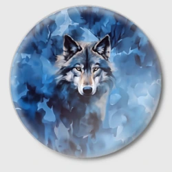 Значок Голова волка на ледяном фоне