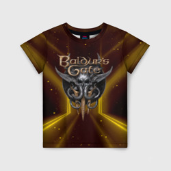 Детская футболка 3D Baldurs Gate 3 logo  black gold