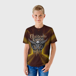 Детская футболка 3D Baldurs Gate 3 logo  black gold - фото 2