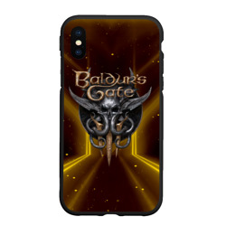 Чехол для iPhone XS Max матовый Baldurs Gate 3 logo  black gold