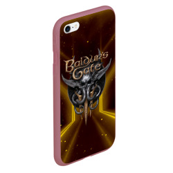 Чехол для iPhone 6/6S матовый Baldurs Gate 3 logo  black gold - фото 2