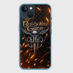 Чехол для iPhone 14 Baldurs Gate 3  logo fire