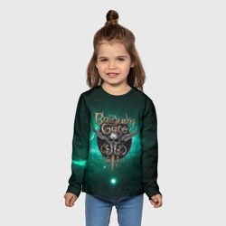 Детский лонгслив 3D Baldurs Gate 3 logo  green - фото 2