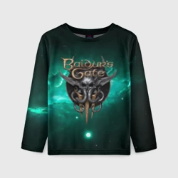 Детский лонгслив 3D Baldurs Gate 3 logo  green
