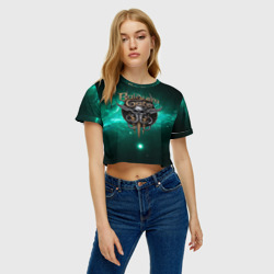 Женская футболка Crop-top 3D Baldurs Gate 3 logo  green - фото 2