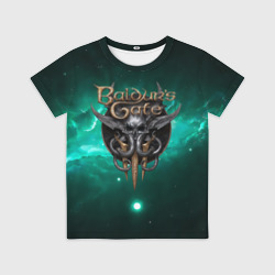 Детская футболка 3D Baldurs Gate 3 logo  green