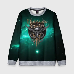 Детский свитшот 3D Baldurs Gate 3 logo  green