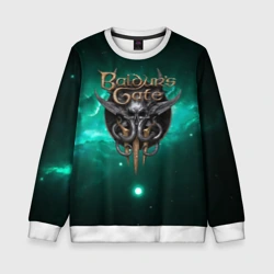 Детский свитшот 3D Baldurs Gate 3 logo  green