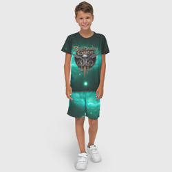 Детский костюм с шортами 3D Baldurs Gate 3 logo  green - фото 2