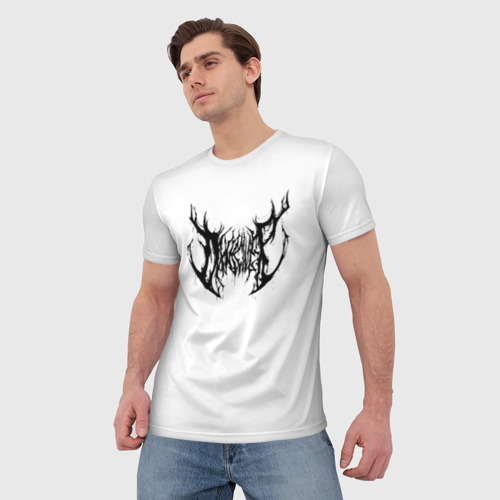 Мужская футболка 3D с принтом Dxnkwer Белые с черным логотипом, фото на моделе #1
