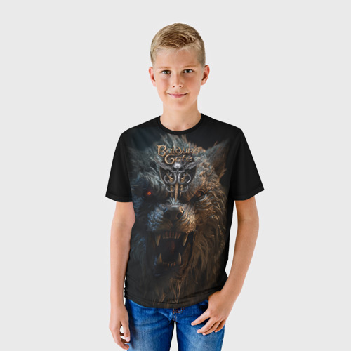 Детская футболка 3D с принтом Baldurs Gate    3 оборотень, фото на моделе #1