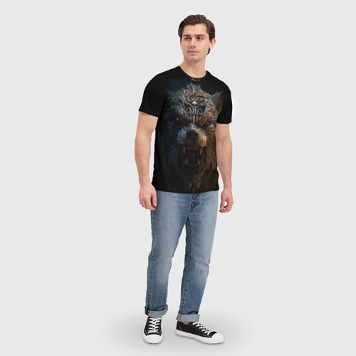 Мужская футболка 3D с принтом Baldurs Gate 3 оборотень, вид сбоку #3