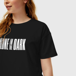 Женская футболка хлопок Oversize Alone in the dark logo - фото 2