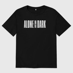Женская футболка хлопок Oversize Alone in the dark logo