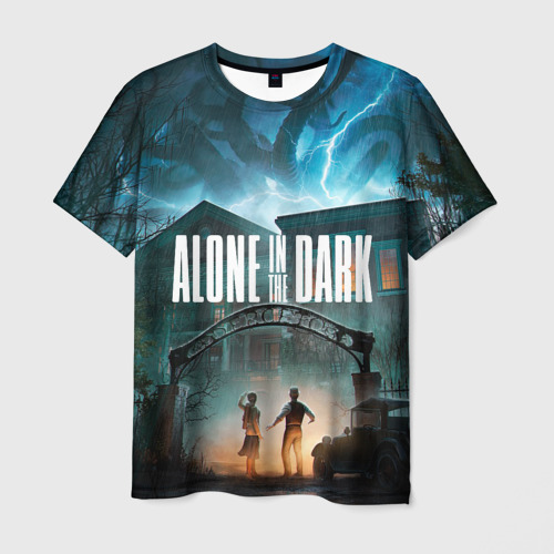 Мужская футболка с принтом Особняк Alone in the dark, вид спереди №1