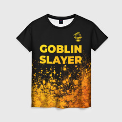 Женская футболка 3D Goblin Slayer - gold gradient: символ сверху