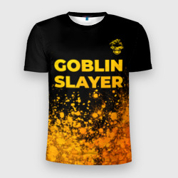 Мужская футболка 3D Slim Goblin Slayer - gold gradient: символ сверху