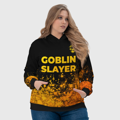 Женская толстовка 3D Goblin Slayer - gold gradient: символ сверху, цвет 3D печать - фото 6